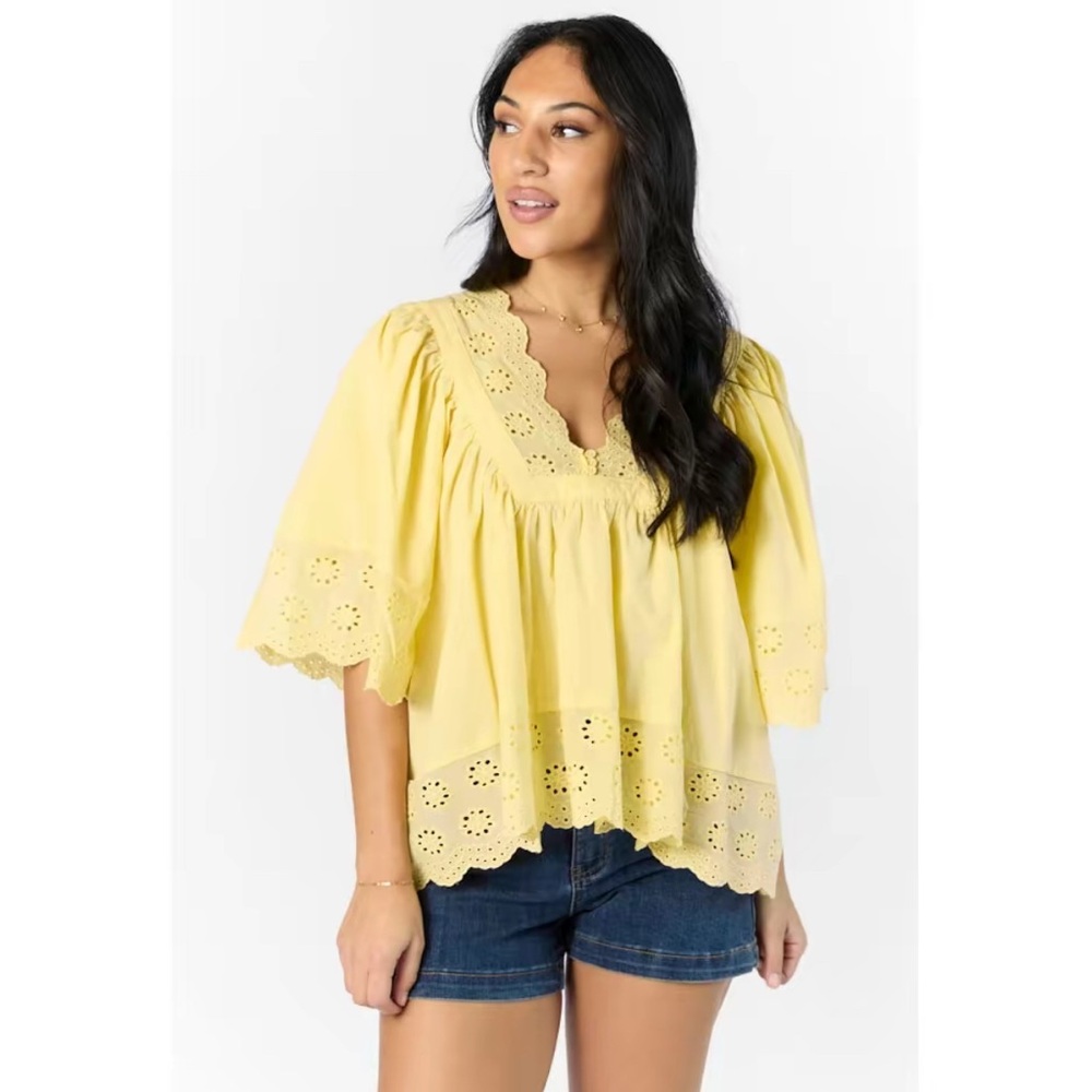 Sunny Yellow Eyelet Blouse